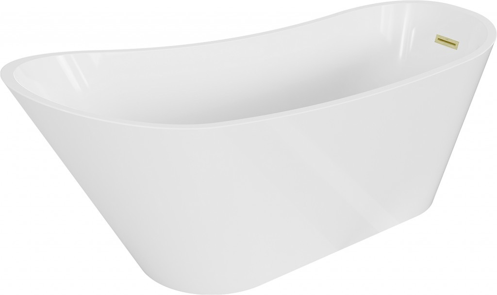 MEXEN/S - Alta voľne stojaca vaňa 170 x 75 cm, biela, sifón a prepad zlatá kartáčovaná 52141707500-55
