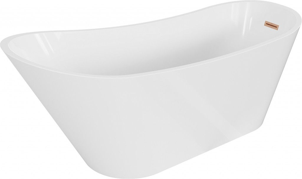 MEXEN/S - Alta voľne stojaca vaňa 170 x 75 cm, biela, sifón a prepad meď kartáčovaná 52141707500-65