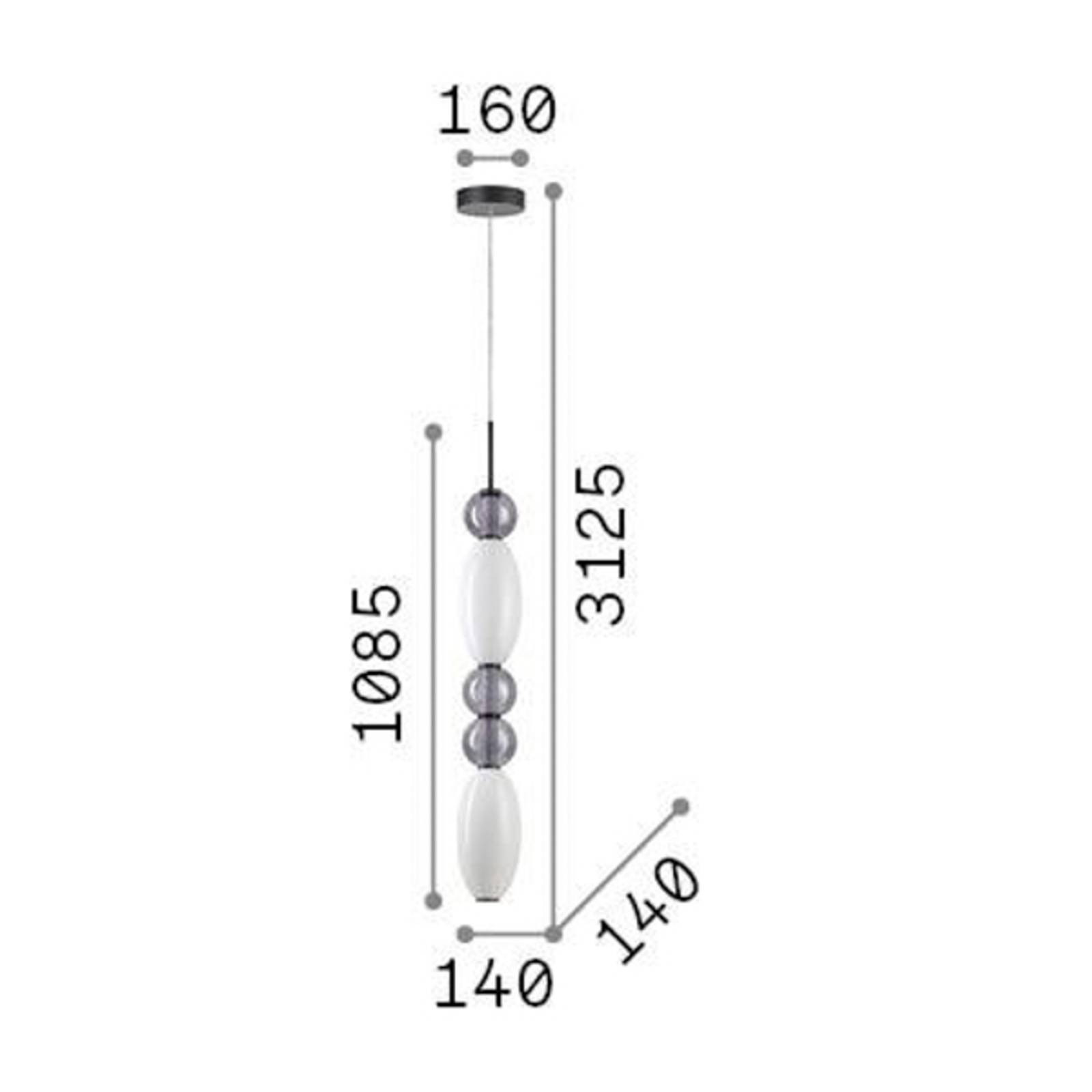Závesné svietidlo Ideal Lux LED Lumiere-3, opálové/šedé sklo