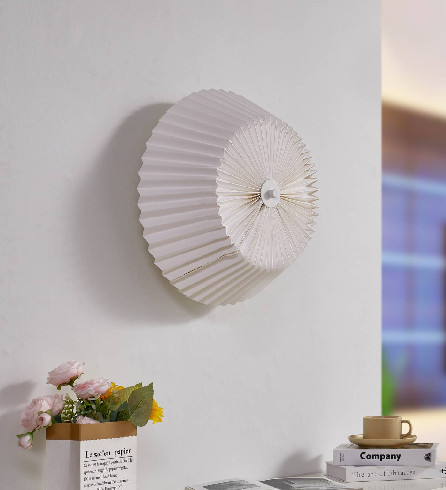 Stropné svietidlo Lindby Magali, biele, papier, Ø 45 cm, E27