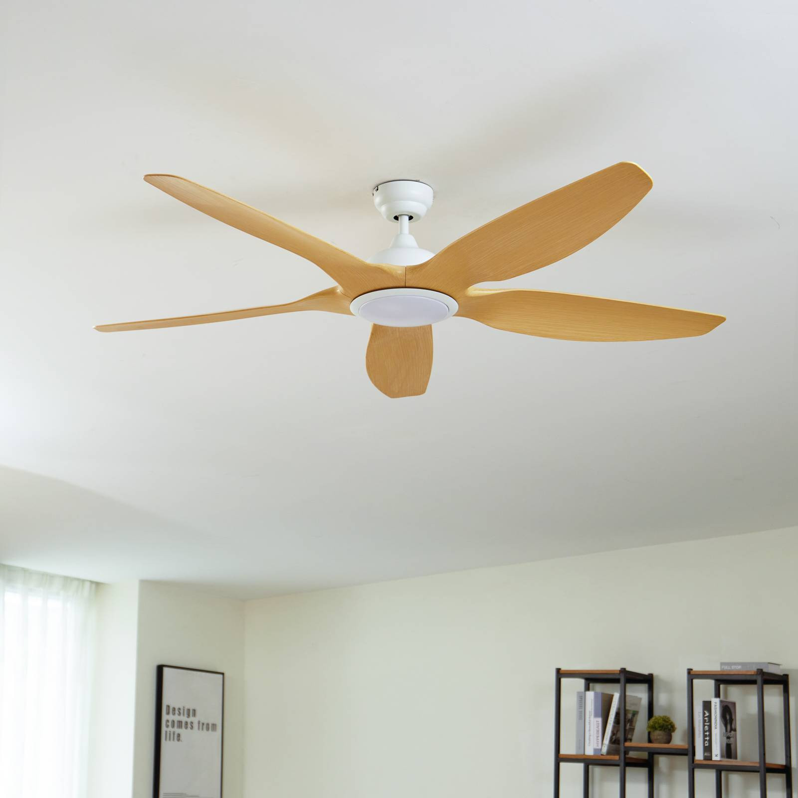 Stropný ventilátor Lucande LED Omendo, biely, DC, tichý, CCT