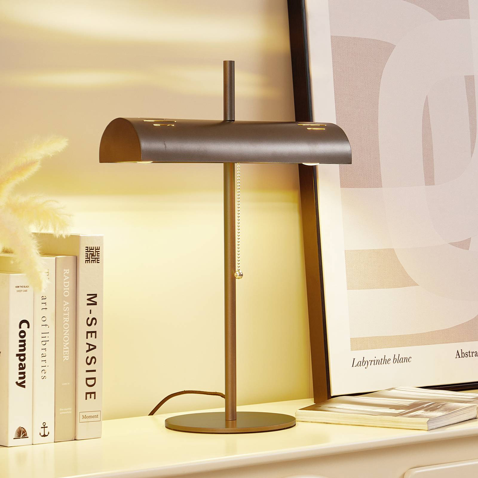 Lucande banková lampa Nysira, moderná, čierna, 2 svetlá, kov