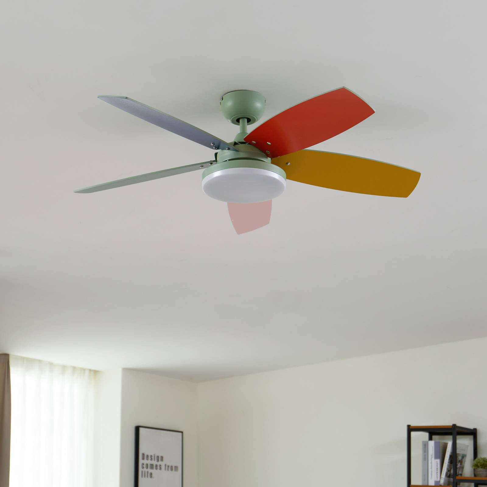 Lindby LED stropný ventilátor Jonte, drevo, DC, tichý, Ø 106 cm