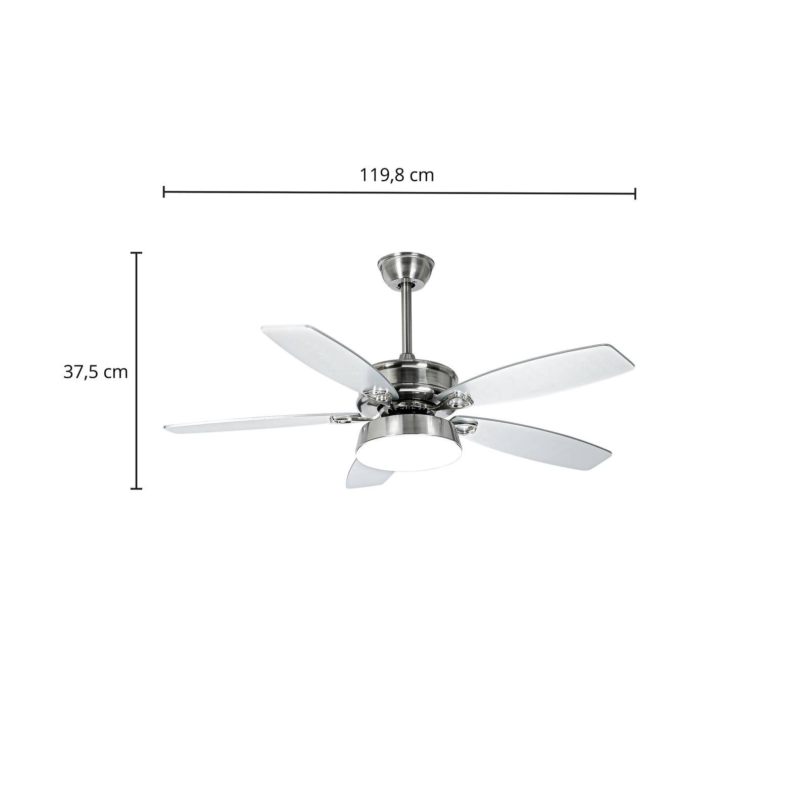 Stropný ventilátor Lucande LED Kuvio, nikel, CCT