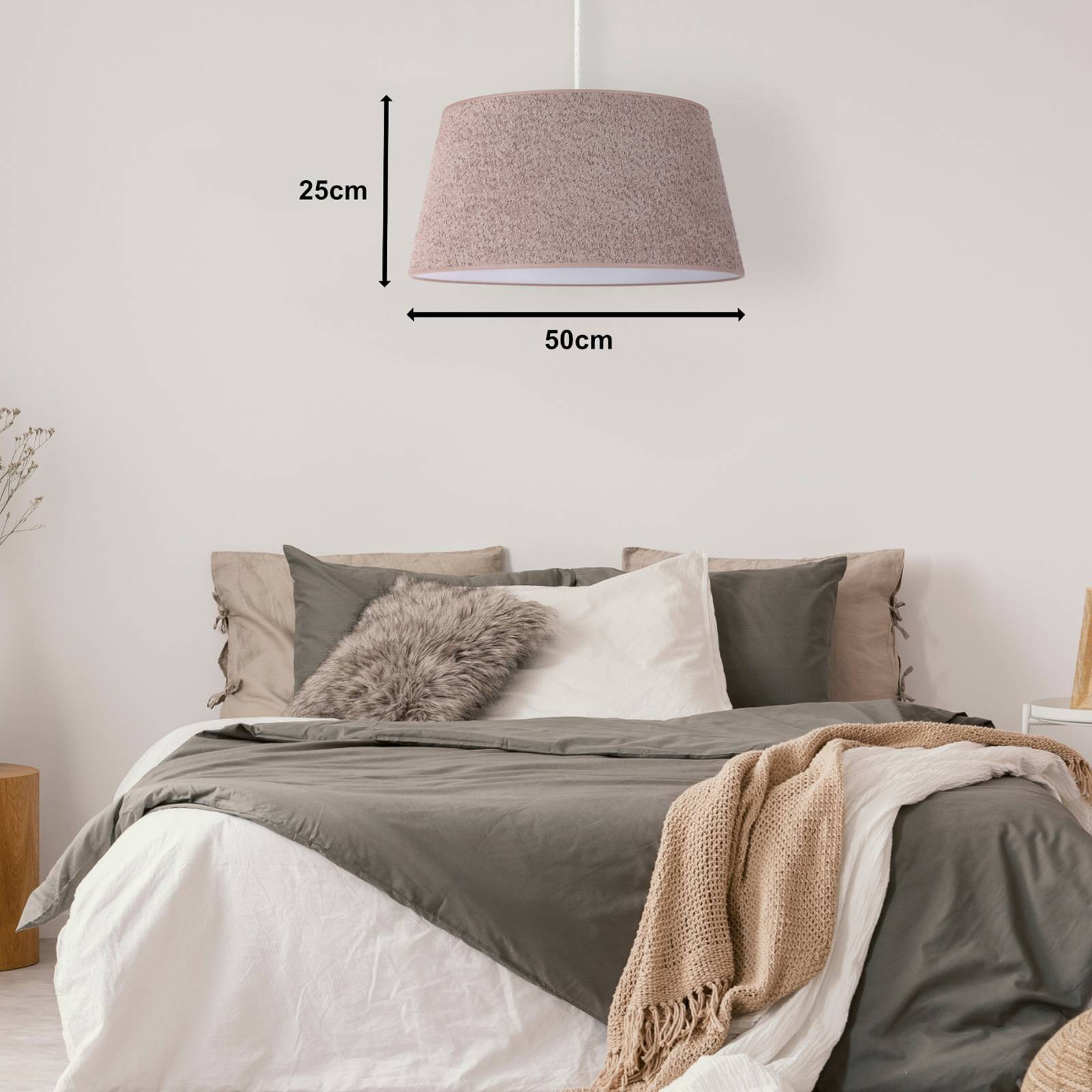 Závesné svietidlo Euluna Boucle, textilné cappuccino, Ø 50 cm, 1 svietidlo.