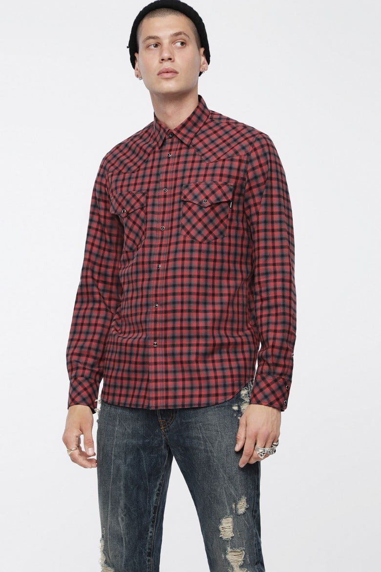 Košeľa - Diesel SEASTLONGD SHIRT bordová