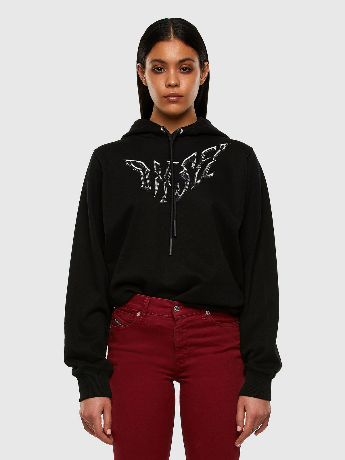Diesel Mikina- FANGHOODK21 SWEATSHIRT čierna