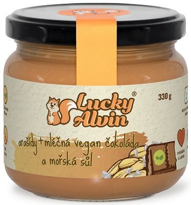 Lucky alvin arašidy + mliečna vegan čokoláda a morská soľ 330 g