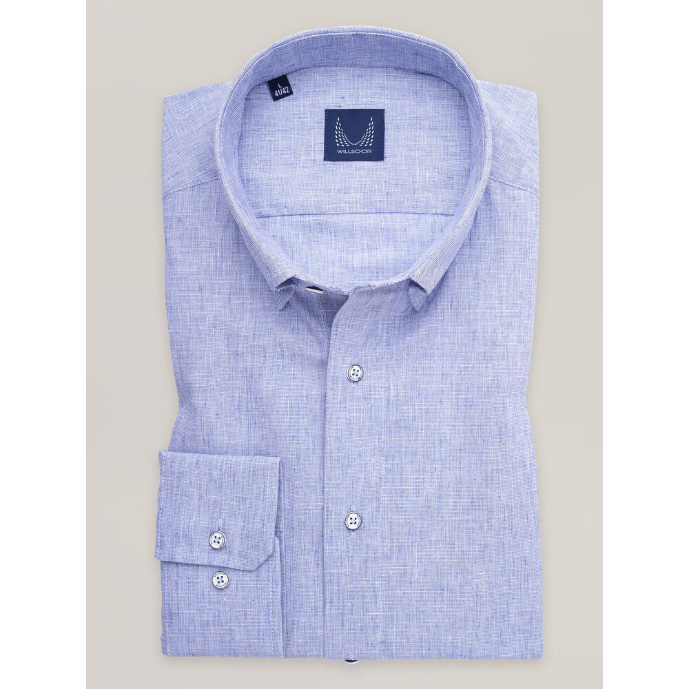 Pánska svetlomodrá košeľa slim fit s prepletaným vzorom 17295