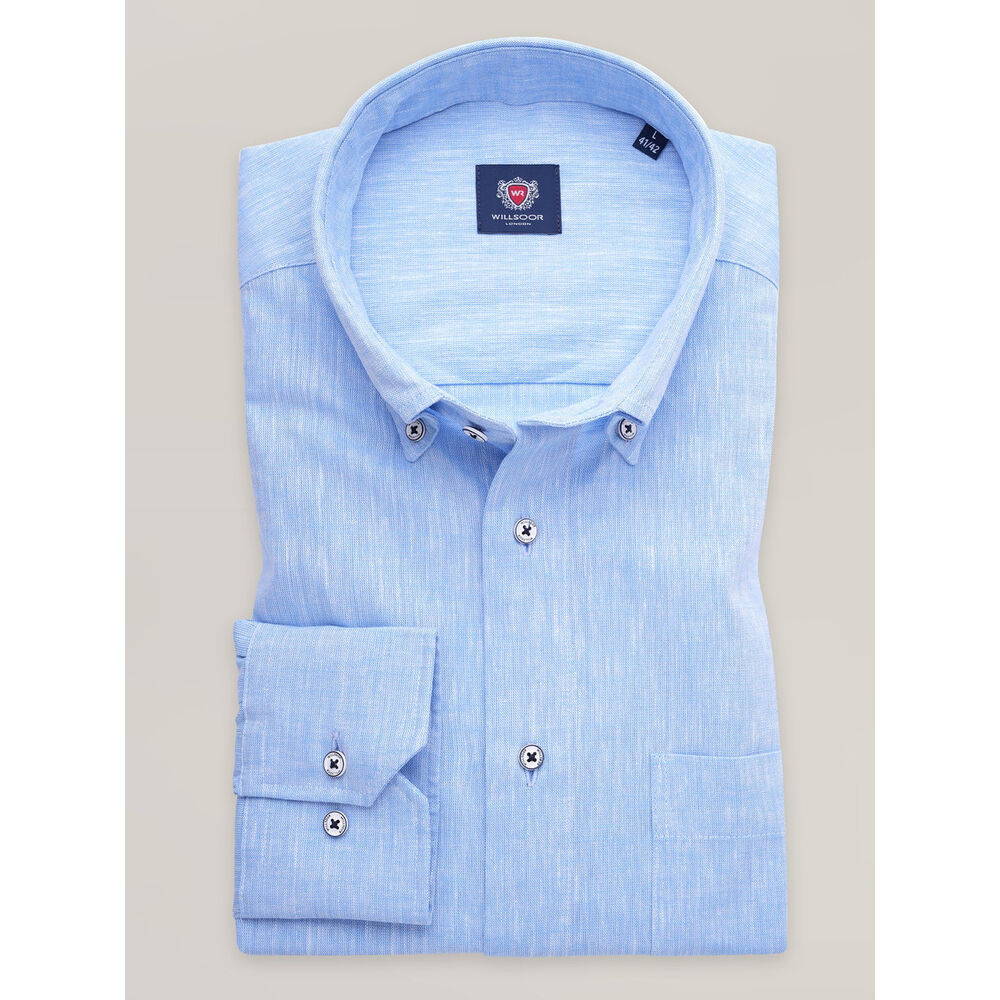 Pánska klasická bavlnená košeľa svetlomodrá s nenápadným vzorom 17300