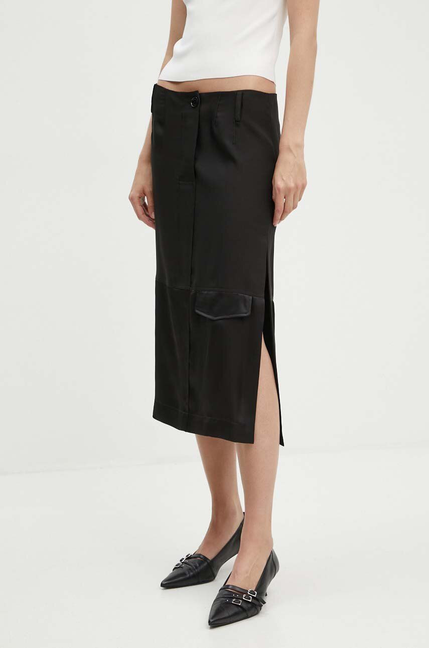 Sukňa Moschino Jeans čierna farba, midi, rovný strih, 0113.8229