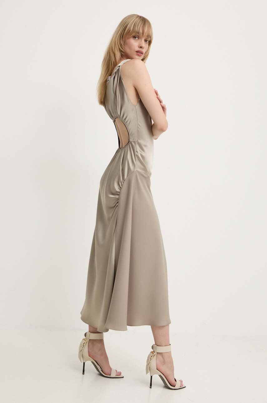 Šaty Moschino Jeans zlatá farba, maxi, áčkový strih, 0460.8229