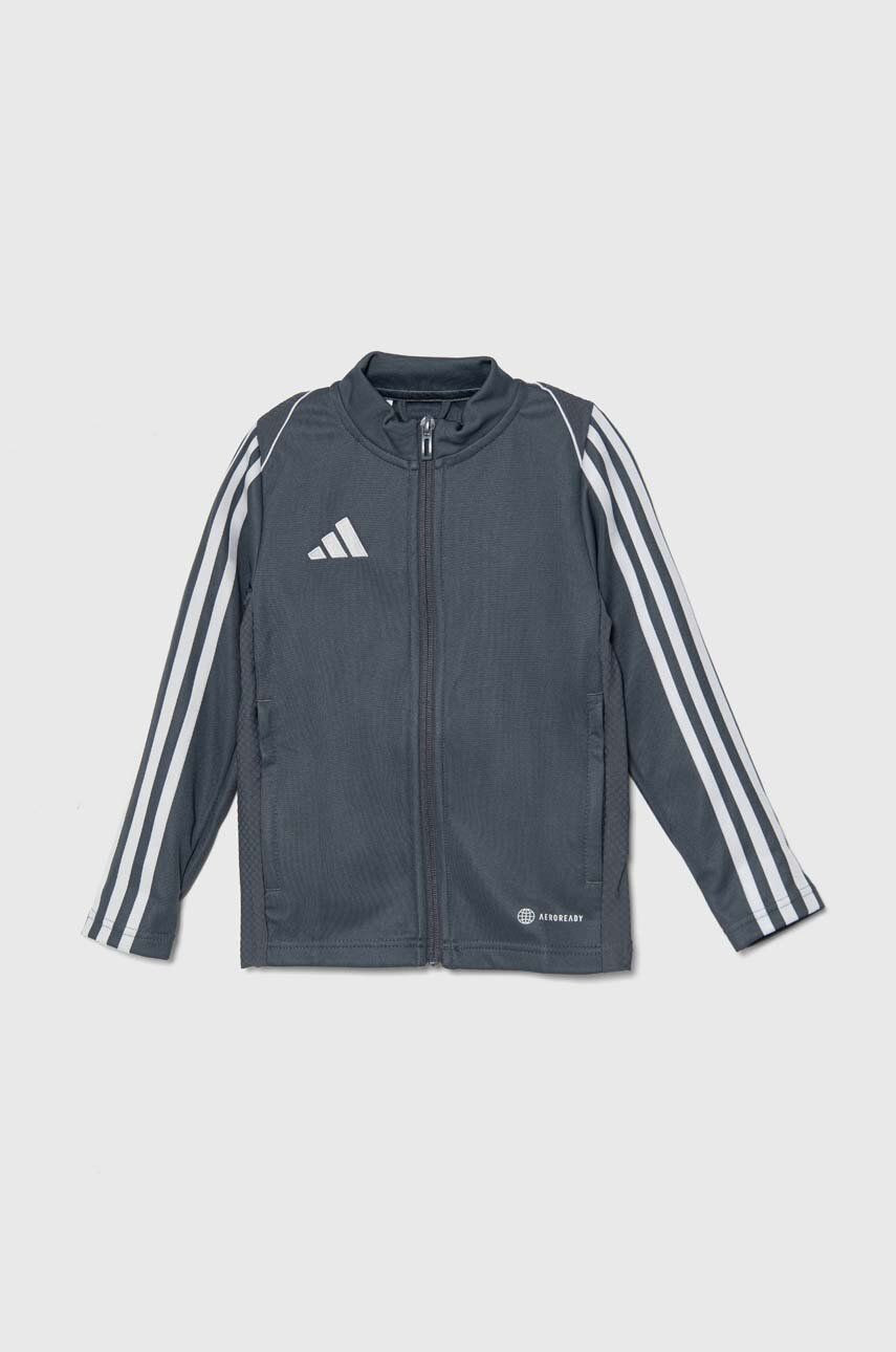 Detská mikina adidas Performance TIRO23L TRKTY šedá farba, s nášivkou, HS3523