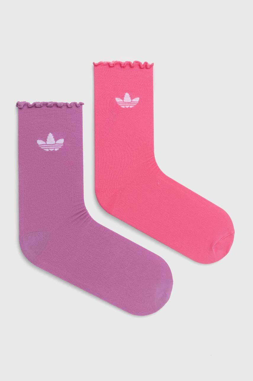 Detské ponožky adidas Originals 2-pak dámske, ružová farba, IX7650