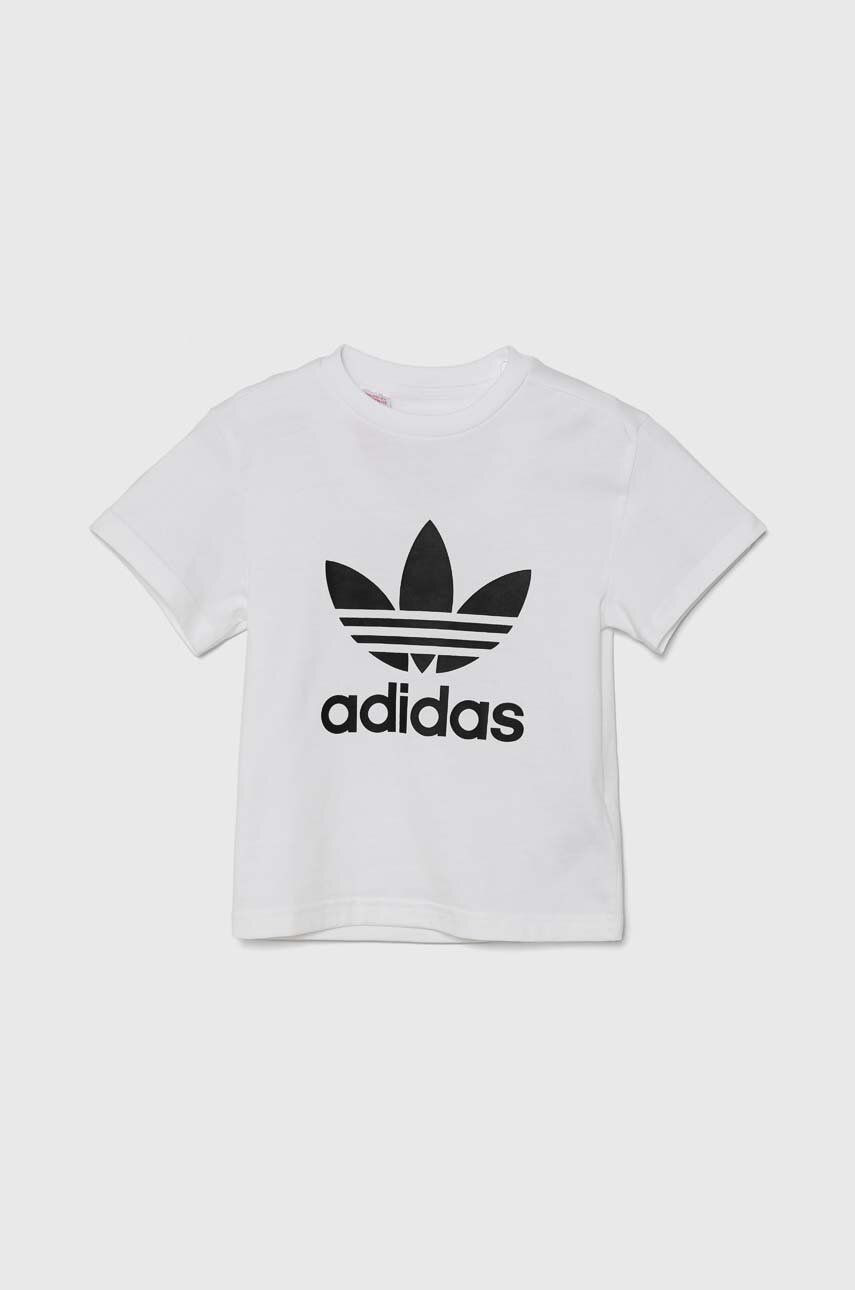 Detské bavlnené tričko adidas Originals TREFOIL TEE biela farba, s potlačou, JE0518