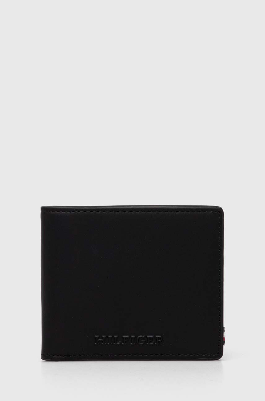Kožená peňaženka Tommy Hilfiger pánsky, čierna farba, AM0AM12506