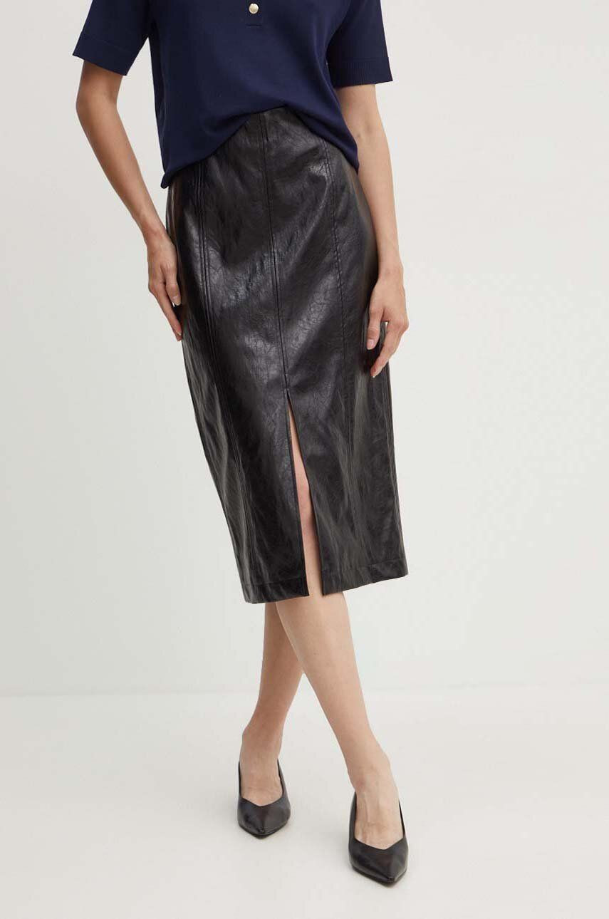 Sukňa Marella čierna farba, midi, rovný strih, 2423106071200