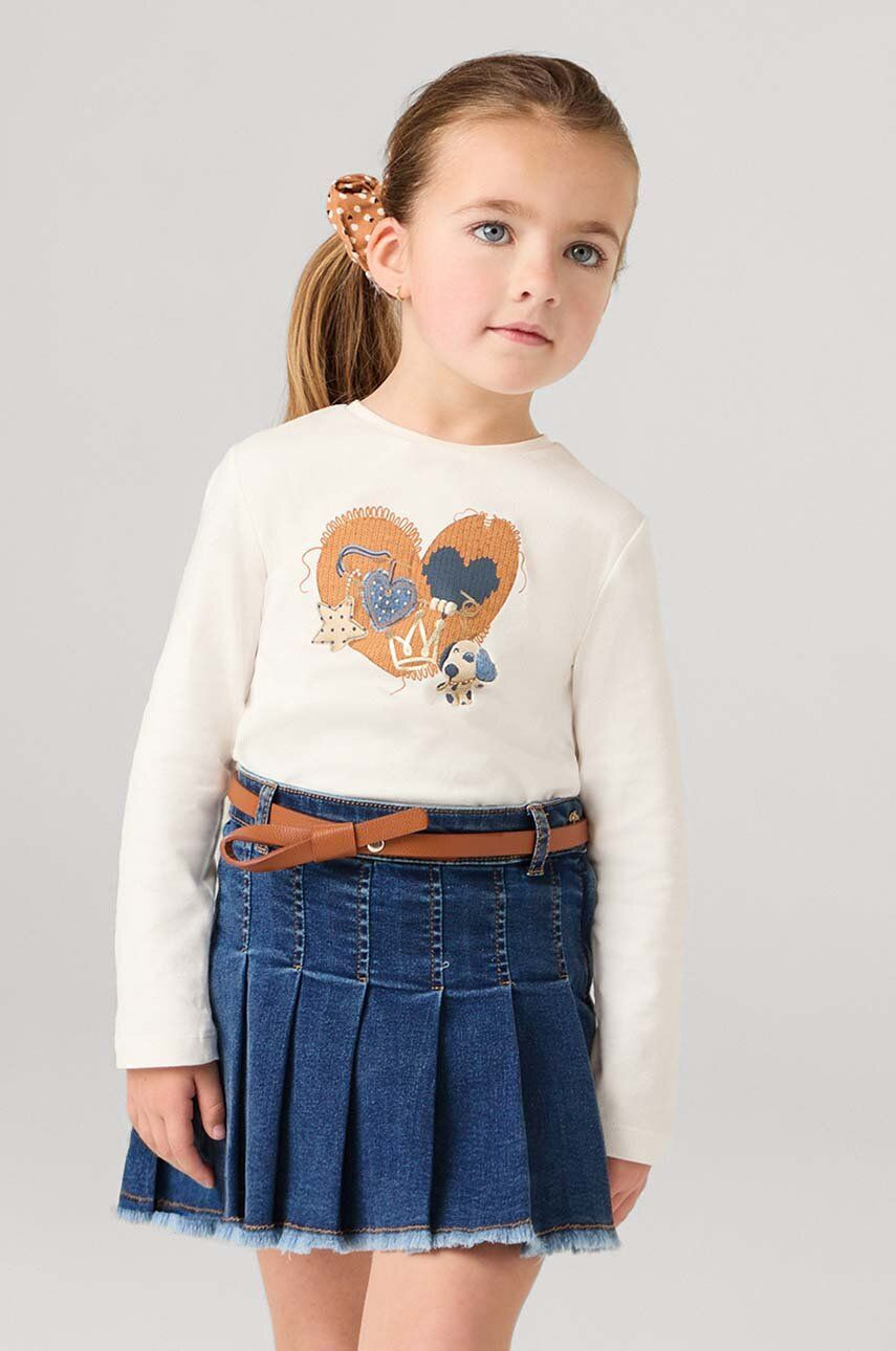 Dievčenská rifľová sukňa Mayoral tmavomodrá farba, mini, rovný strih, 4906