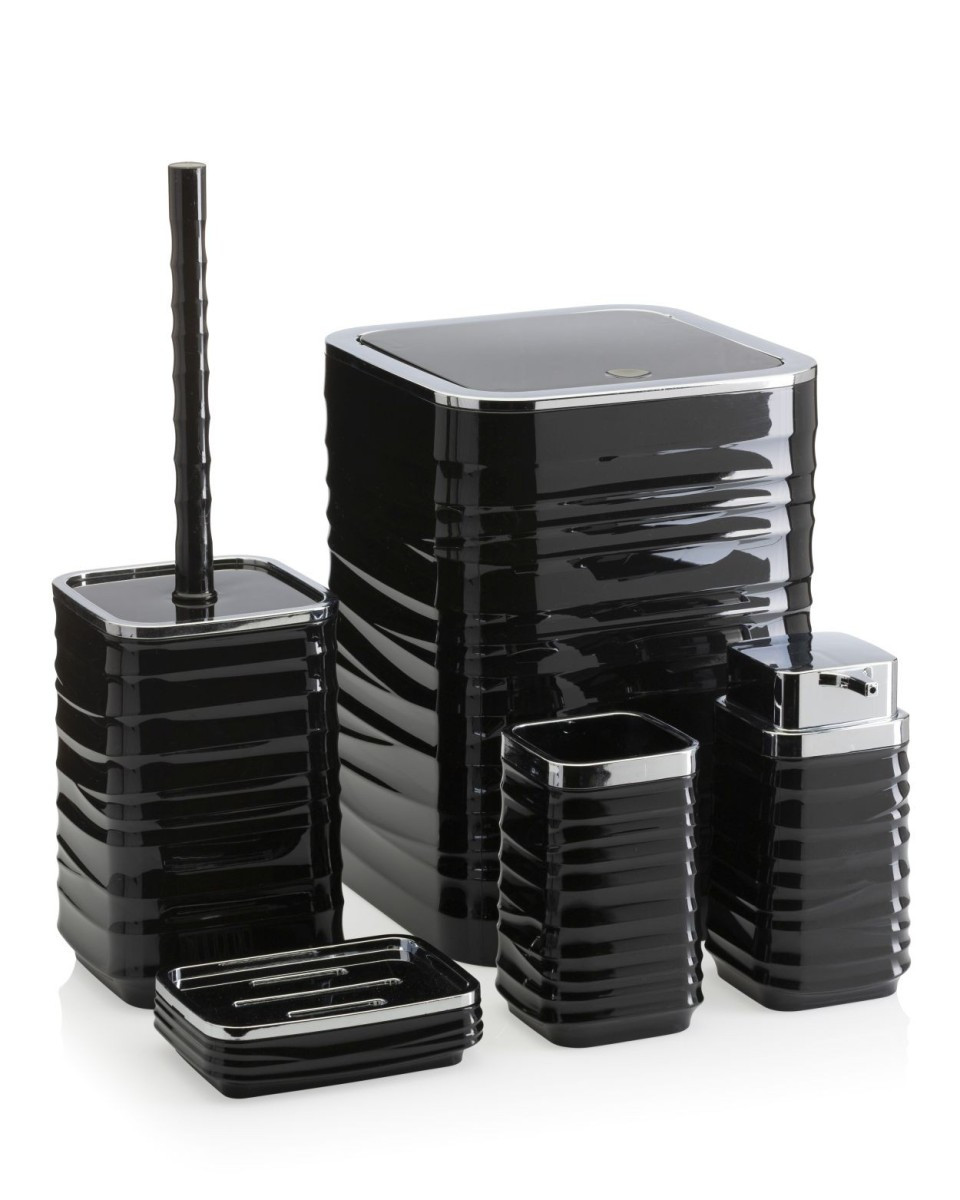 Sada koupelnových doplňků WAVE černá/chrom