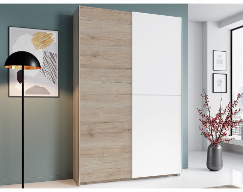 Šatníková skriňa Heimo, 125 cm, dub san remo/biela%