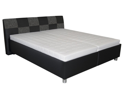 Posteľ Nice 180x200 cm, čierna ekokoža/šedá tkanina, s matracmi%