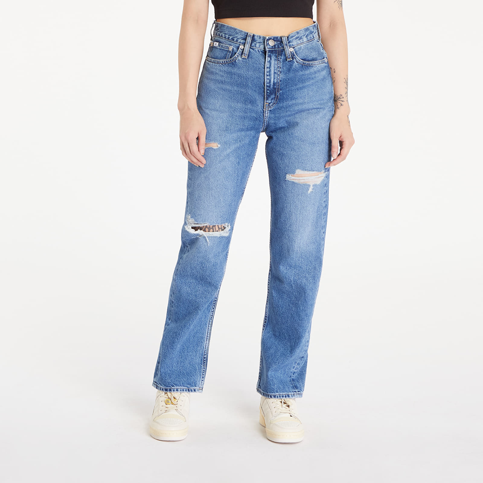 Kalhoty Calvin Klein Jeans High Rise Straight Denim Medium W25/L30