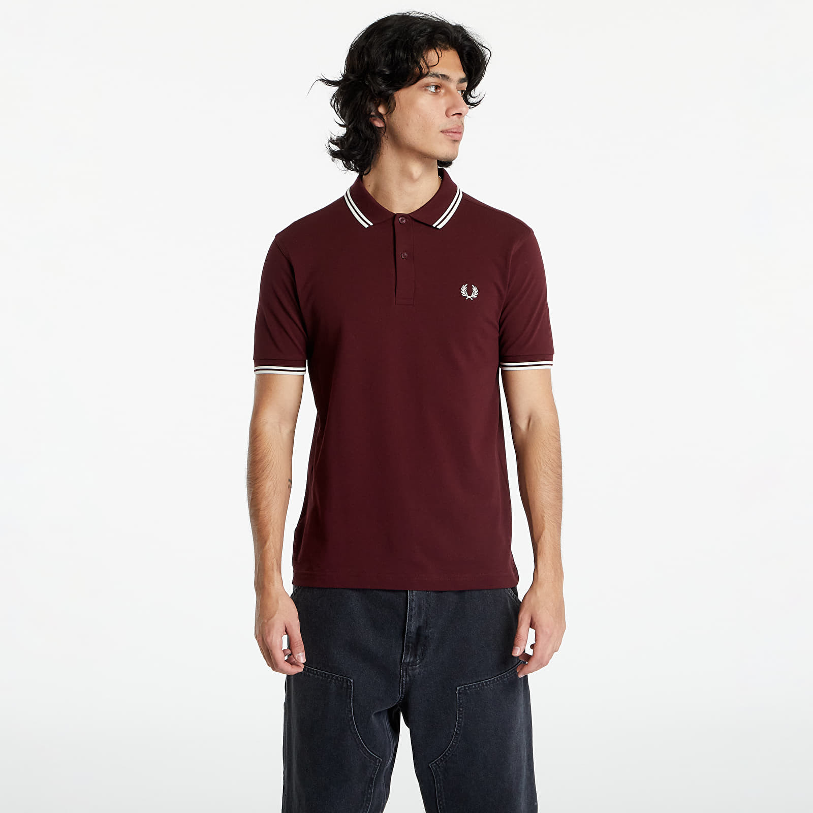 Tričko FRED PERRY Twin Tipped Fred Perry Shirt Oxblood M