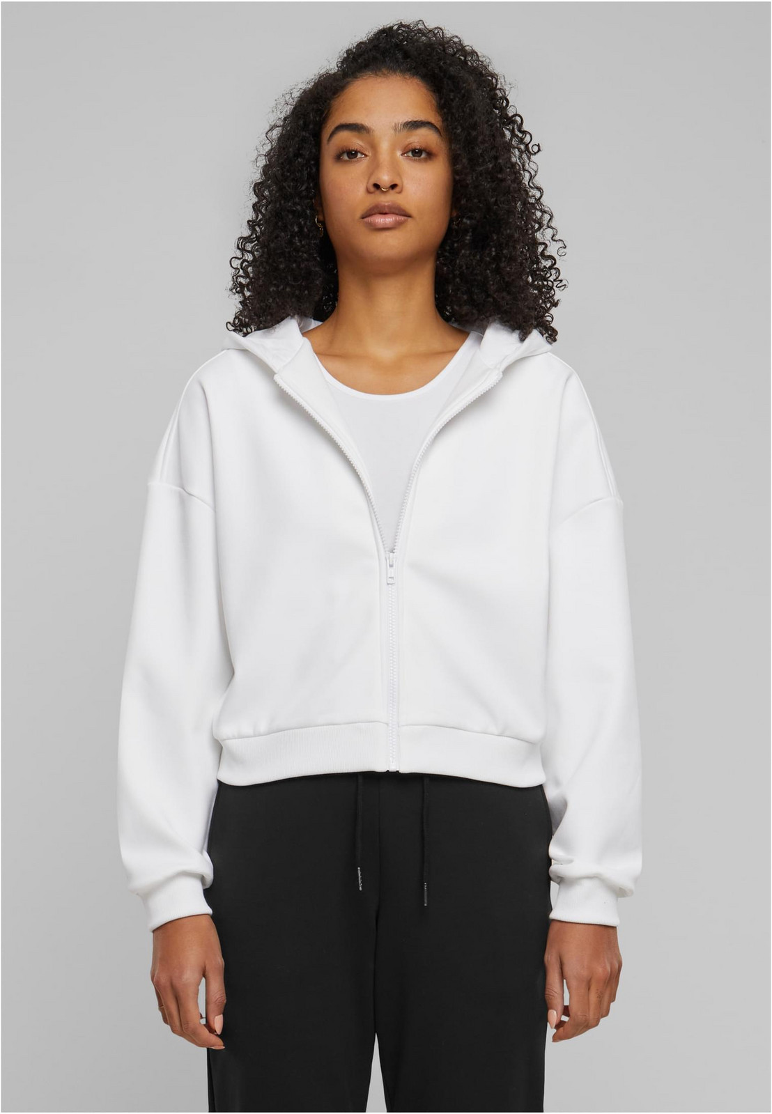 Women's Cozy Short Zip Sweatshirt White