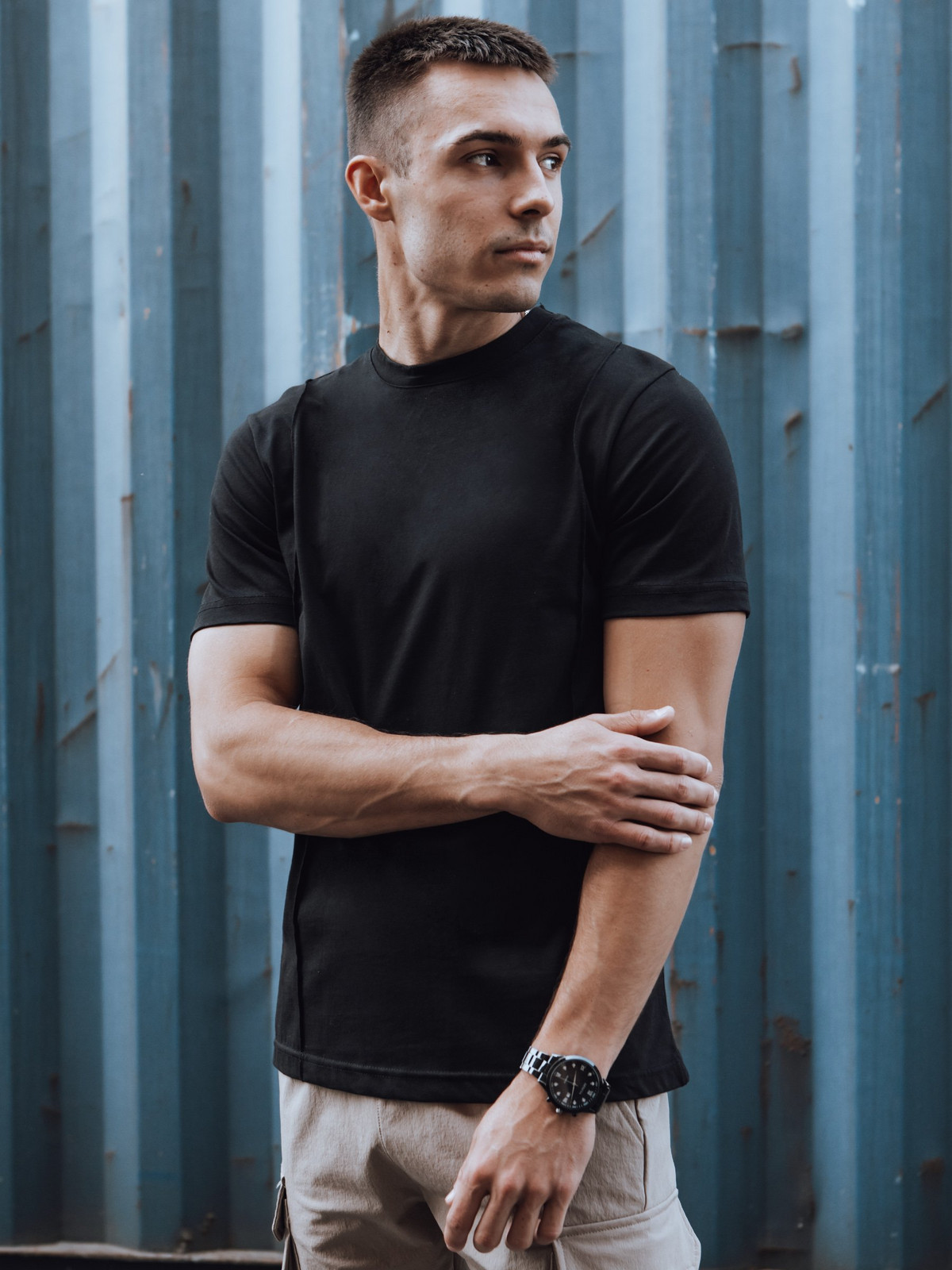 Men's Solid Colour T-Shirt Black Dstreet
