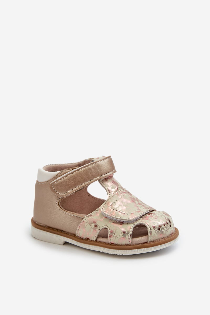 Children's patterned velcro sandals gold Maellita