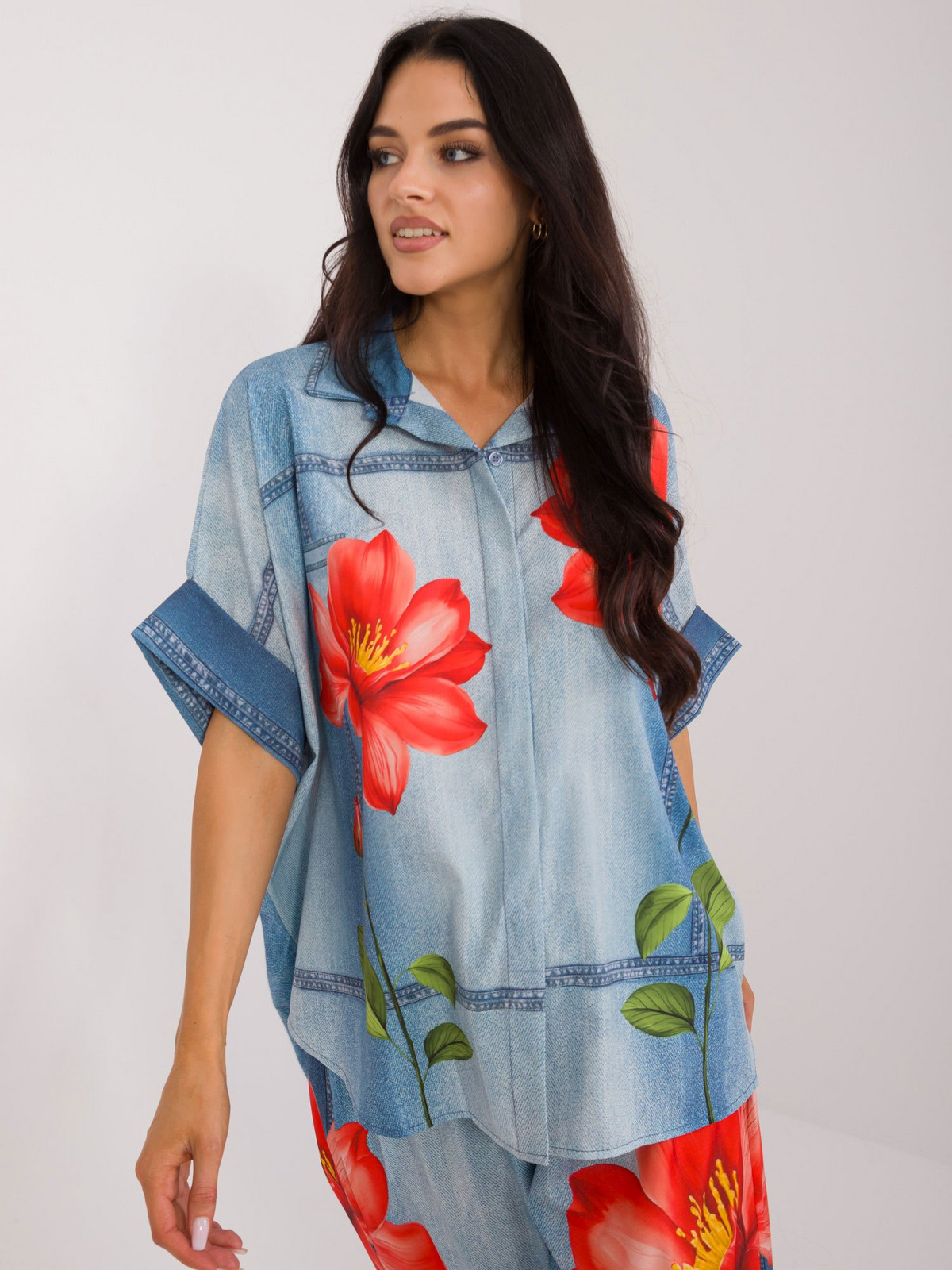 Blue oversize shirt from the set