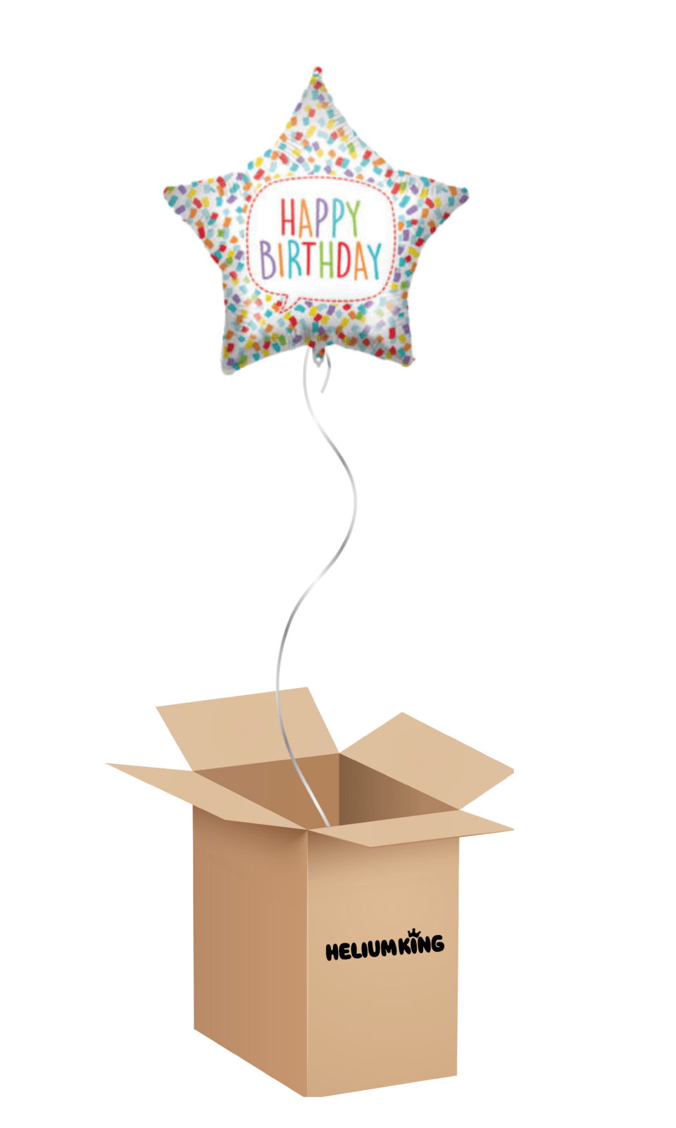 HeliumKing Balónový box - Hviezda Happy Birthday  farebný 46 cm