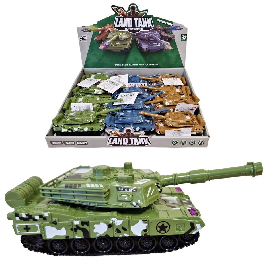 Bojový tank na zotrvačník 15cm - zelená