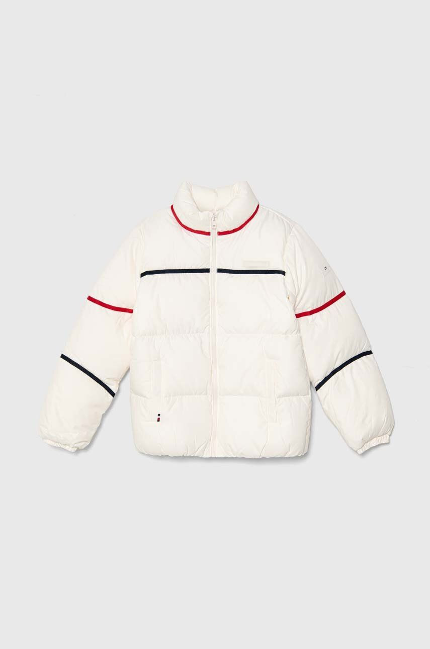 Detská bunda Tommy Hilfiger biela farba, KS0KS00593