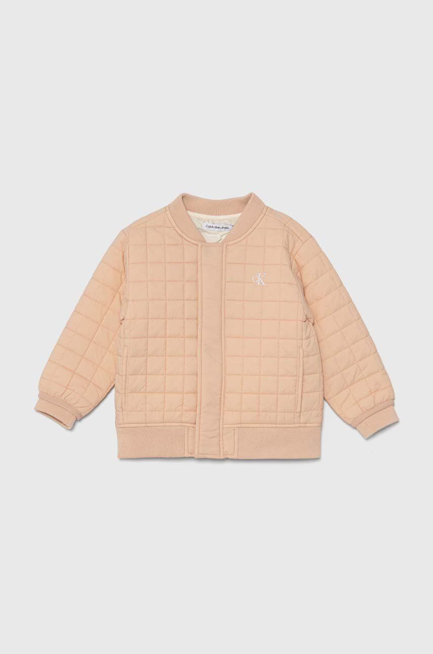 Detská bunda bomber Calvin Klein Jeans ružová farba, IN0IN00246