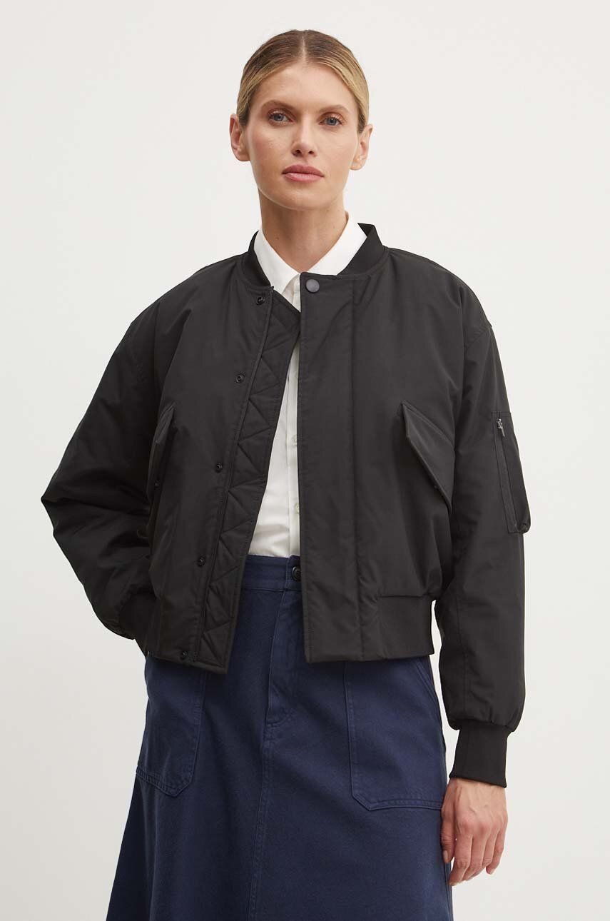 Bunda A.P.C. blouson haley dámska, čierna farba, prechodná, PSAIY.F02843