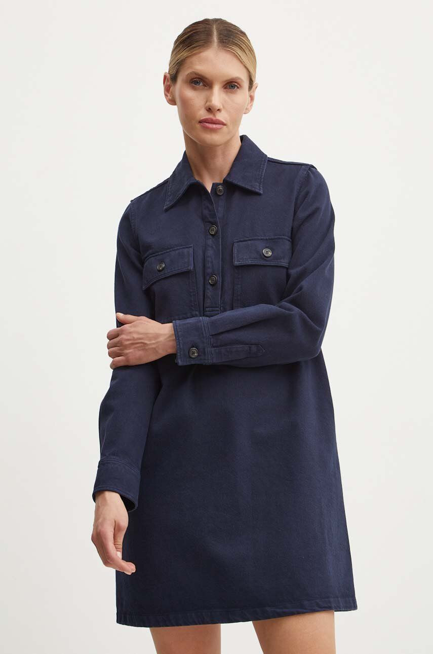 Rifľové šaty A.P.C. robe mia tmavomodrá farba, mini, rovný strih, COGZV.F05878