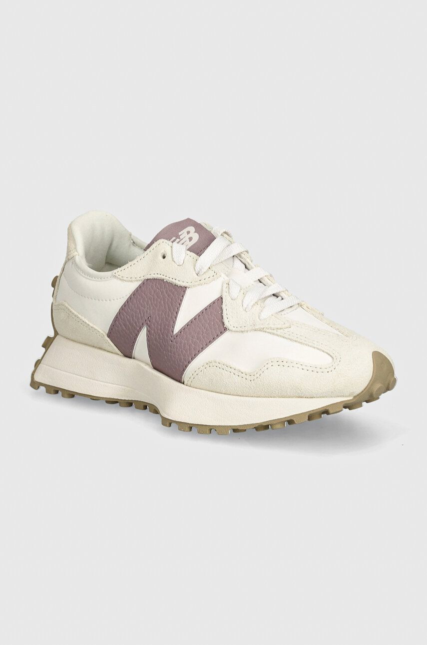 Kožené tenisky New Balance 327 béžová farba, WS327KH