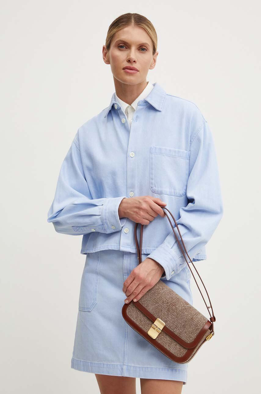 Rifľová košeľa A.P.C. surchemise samantha brodee dámska, voľný strih, s klasickým golierom, COGZS.F02895