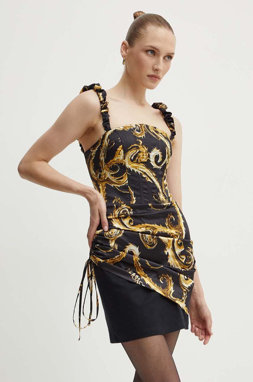 Šaty Versace Jeans Couture čierna farba, mini, rovný strih, 77HAO911 NS520