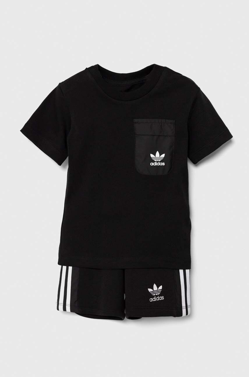 Detská súprava adidas Originals SHORT TEE SET čierna farba, IX7509