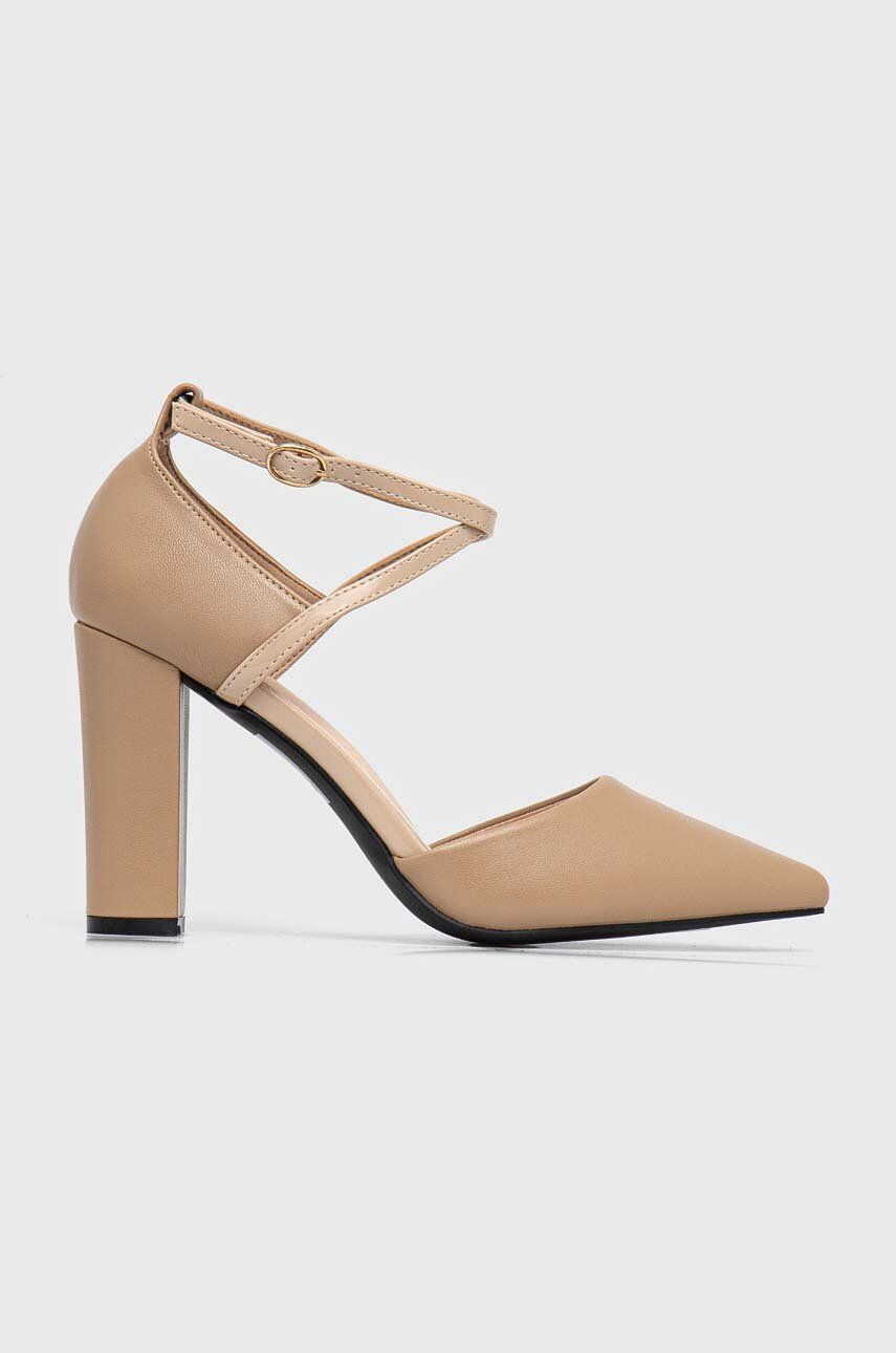 Lodičky Answear Lab béžová farba, na podpätku