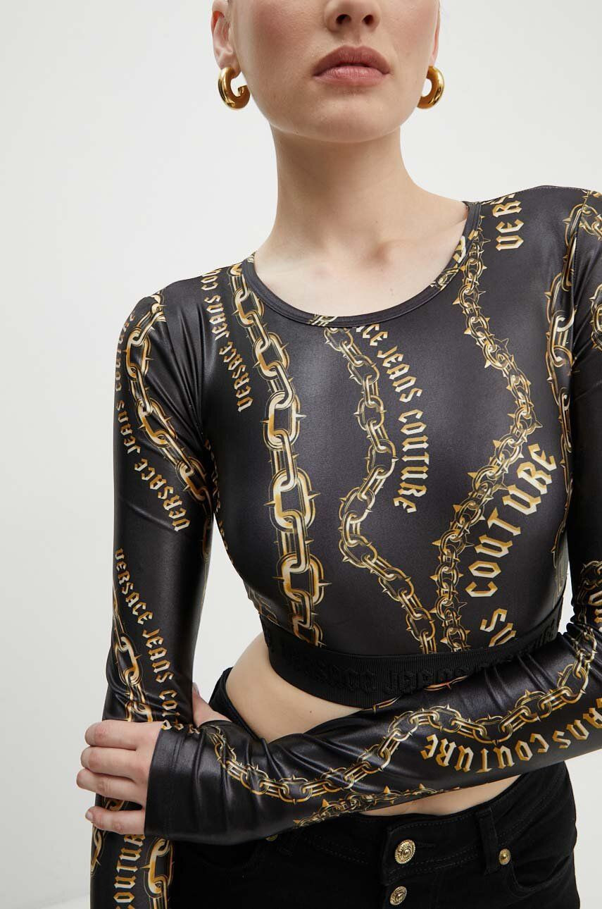 Tričko s dlhým rukávom Versace Jeans Couture dámsky, čierna farba, 77HAH218 JS417
