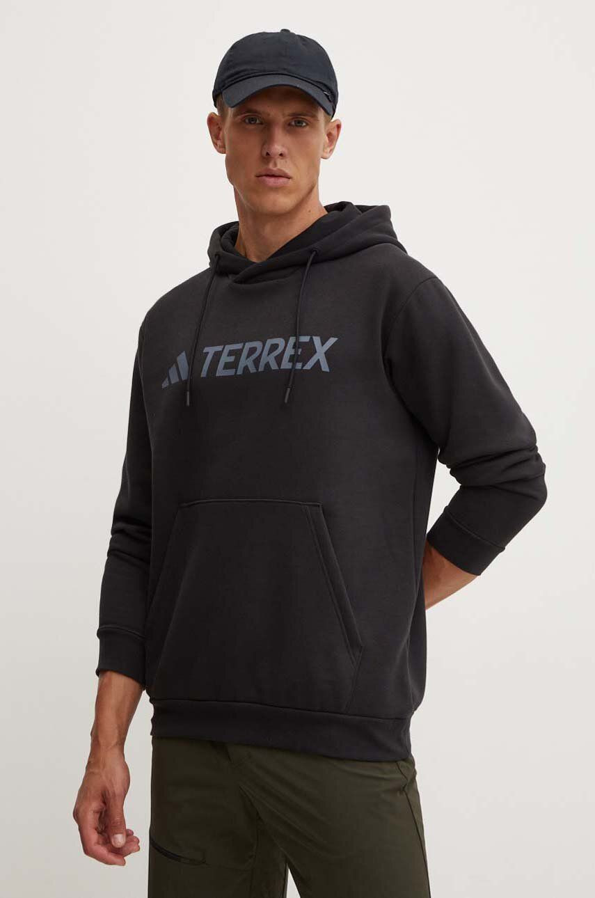 Tepláková mikina adidas TERREX Multi čierna farba, s kapucňou, s potlačou, IZ3305