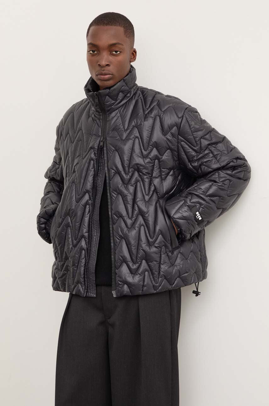 Bunda MSGM pánska, čierna farba, zimná, 3740MH05.247532