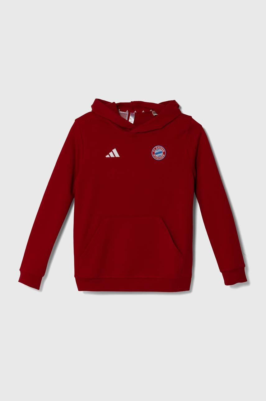 Detská mikina adidas Performance FCBIDS HD červená farba, s kapucňou, jednofarebná, IT4134