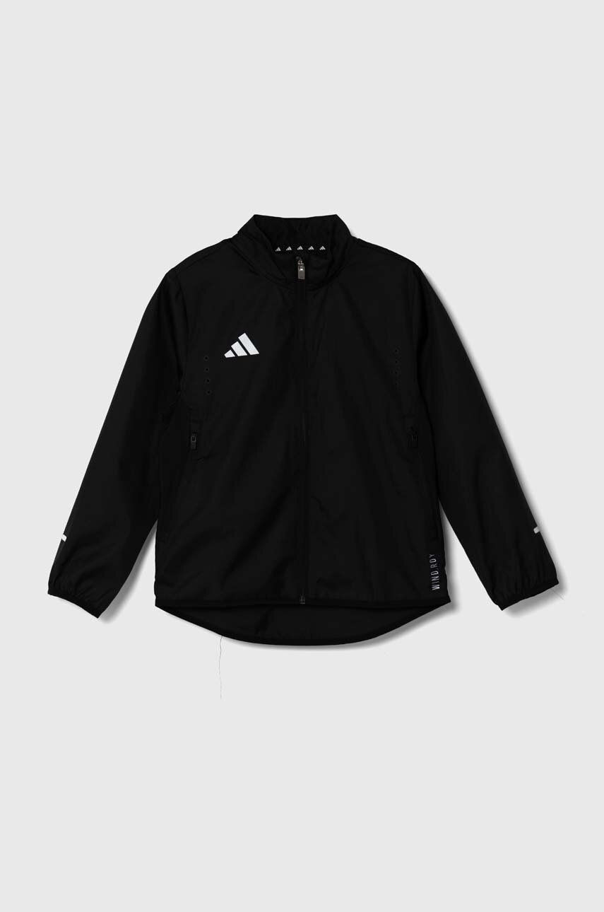 Detská bunda adidas J TEAM RDYKT čierna farba, IV7170