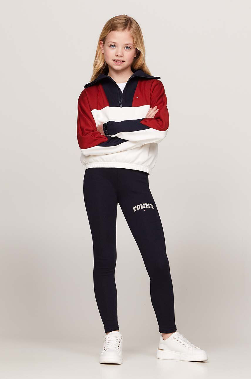 Detské legíny Tommy Hilfiger VARSITY FITTED LEGGING tmavomodrá farba, s potlačou, KG0KG08082