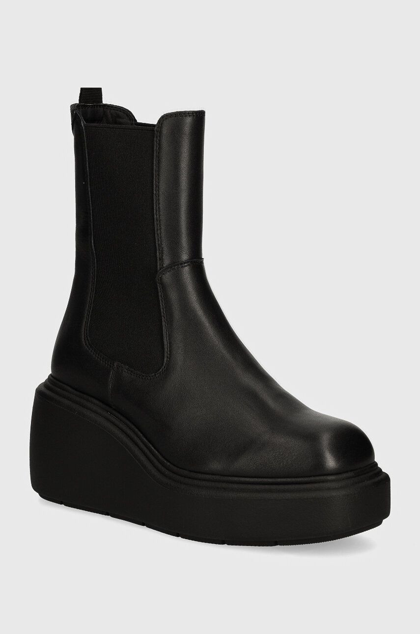 Členkové topánky HUGO Meghan dámske, čierna farba, na platforme, 50523192