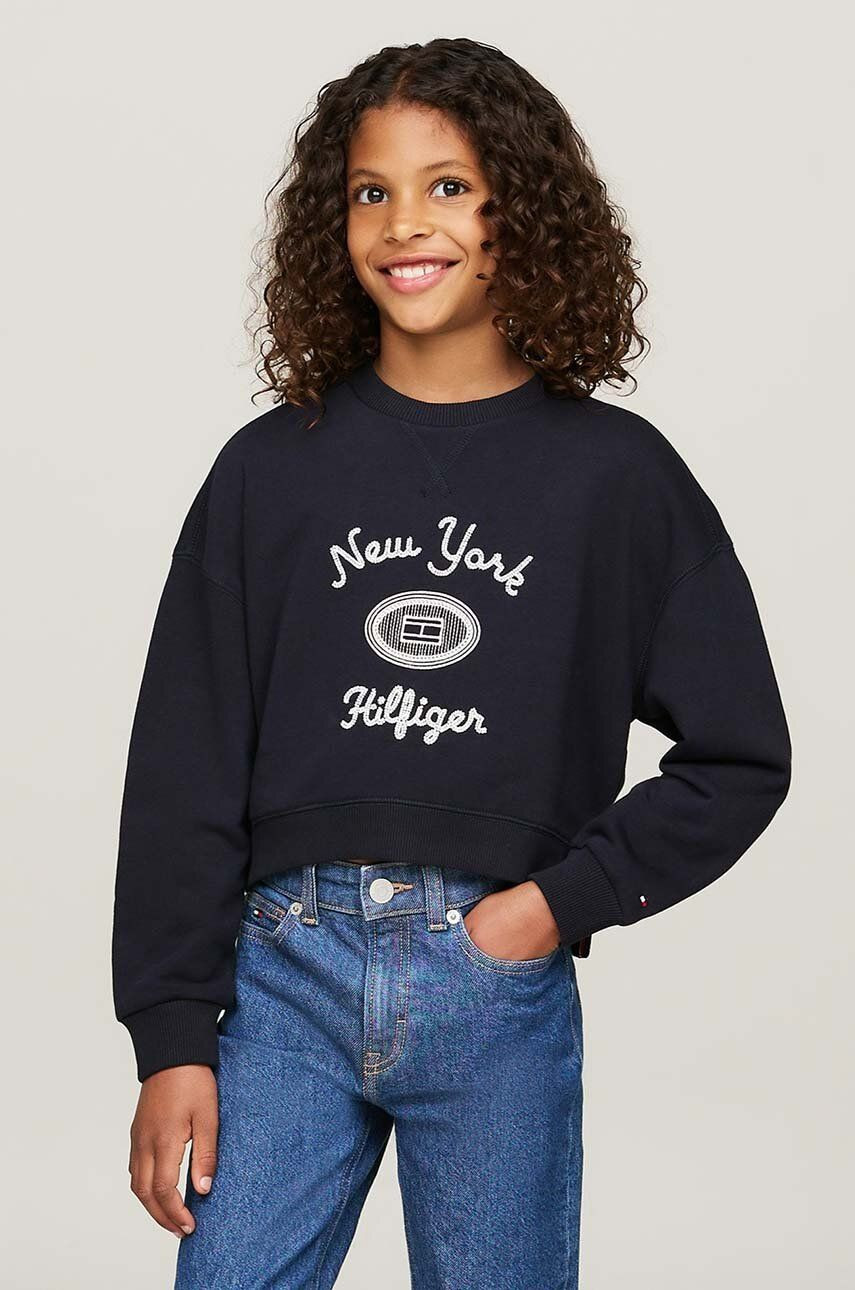 Detská mikina Tommy Hilfiger tmavomodrá farba, s potlačou, KG0KG08038